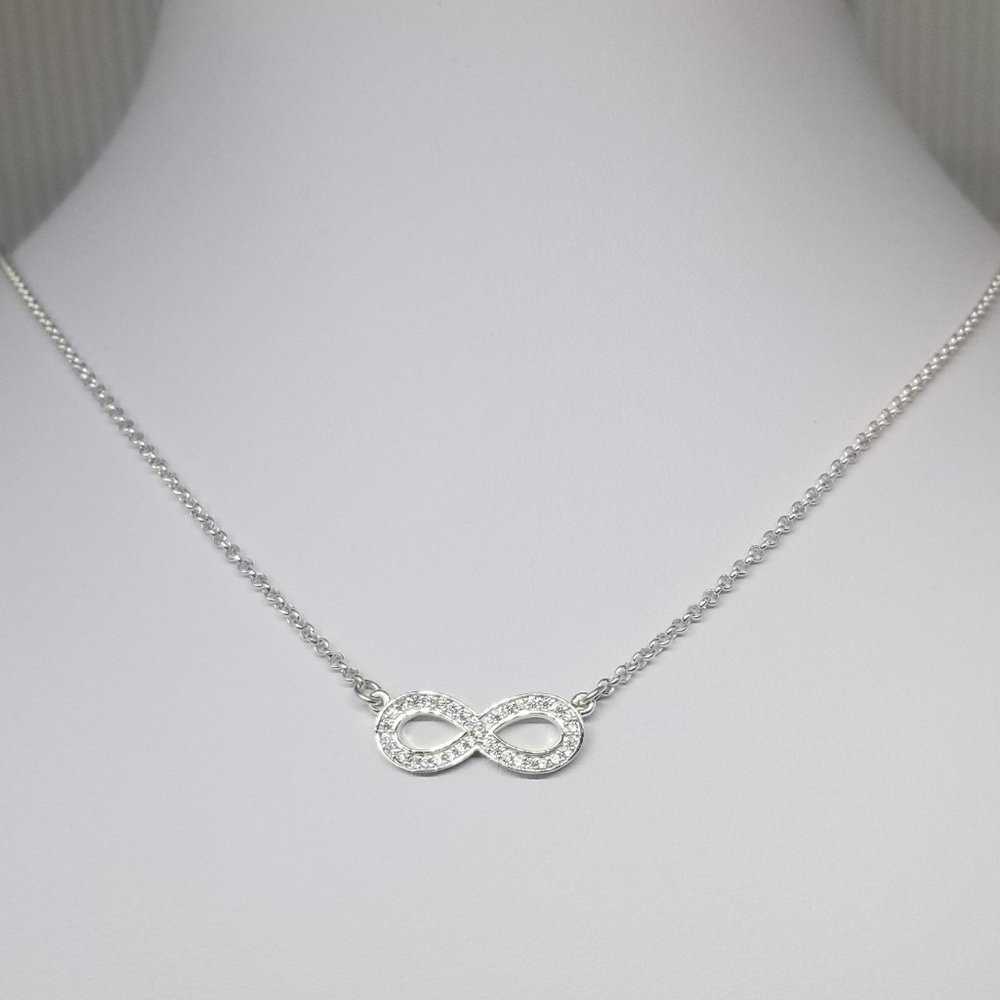 925 Sterling Silver CZ Infinity Necklace